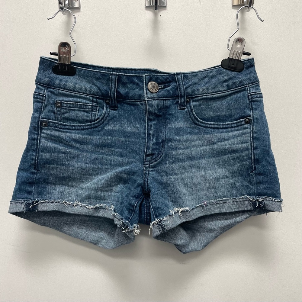 American Eagle Outfitters Blue Jean Shorts Mid-Rise Stretchy Denim